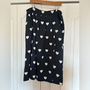 Talbots Black and White Heart Print Midi Skirt